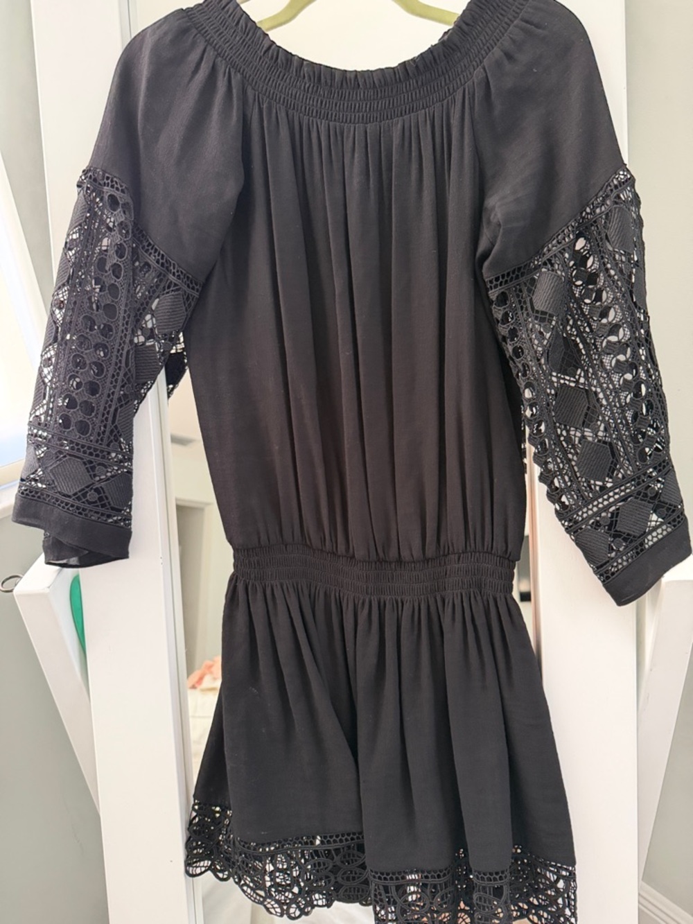 Ramy Brook Black Smocked Waist Mini Dress
